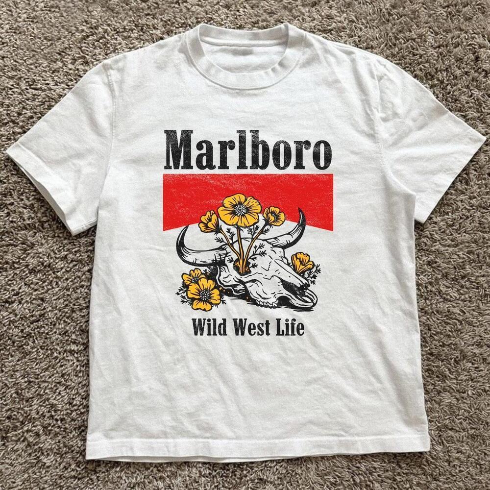 White Marlboro Wild West Life T-Shirt